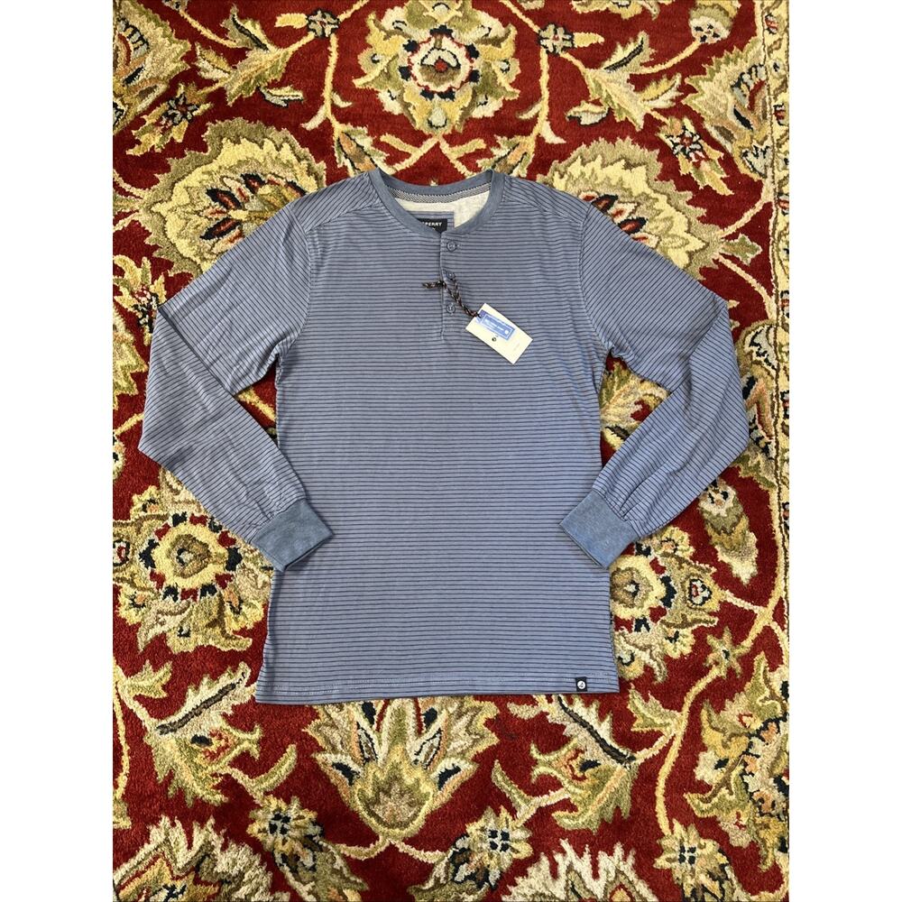 NWT Sperry Mens S Striped Long Sleeve Henley Button Down Shirt Soft Jersey $32